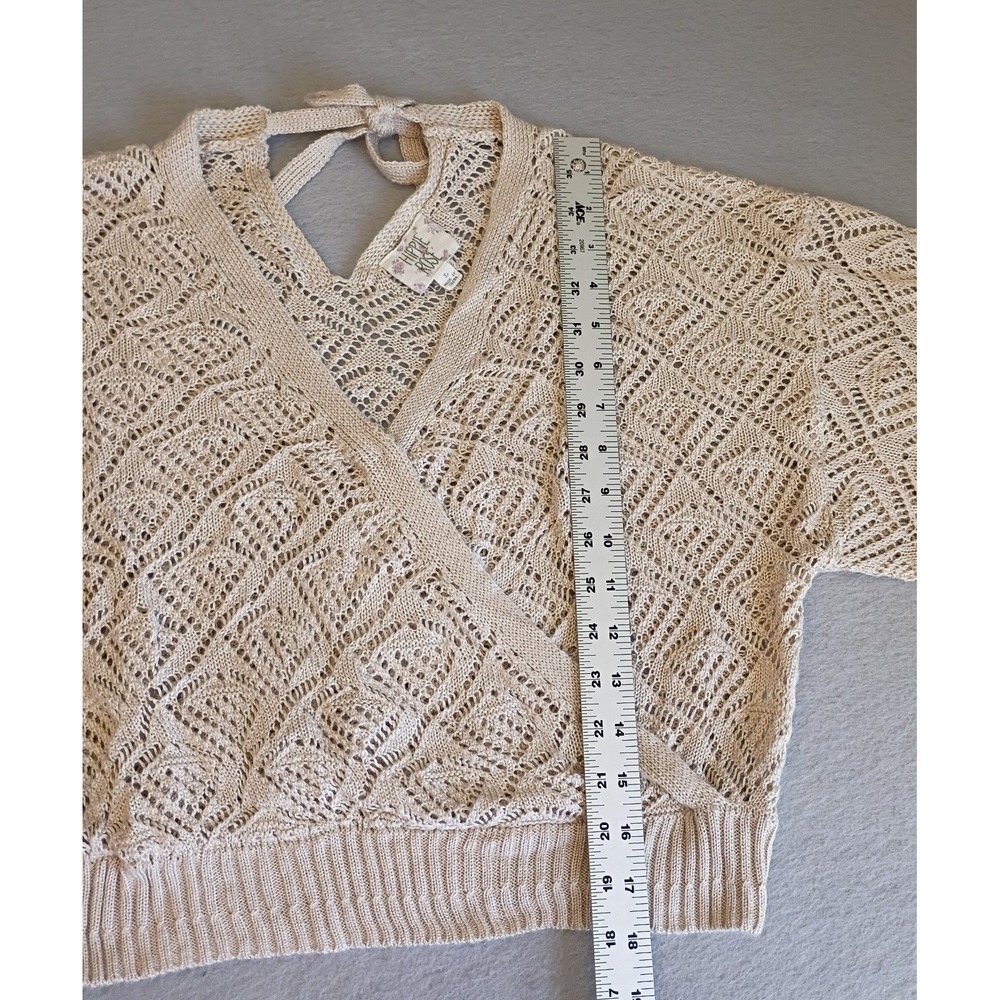 Hippie Rose Crochet Crop Top Cream Colored Light Weight Sx Large - Picture 2 of 11
